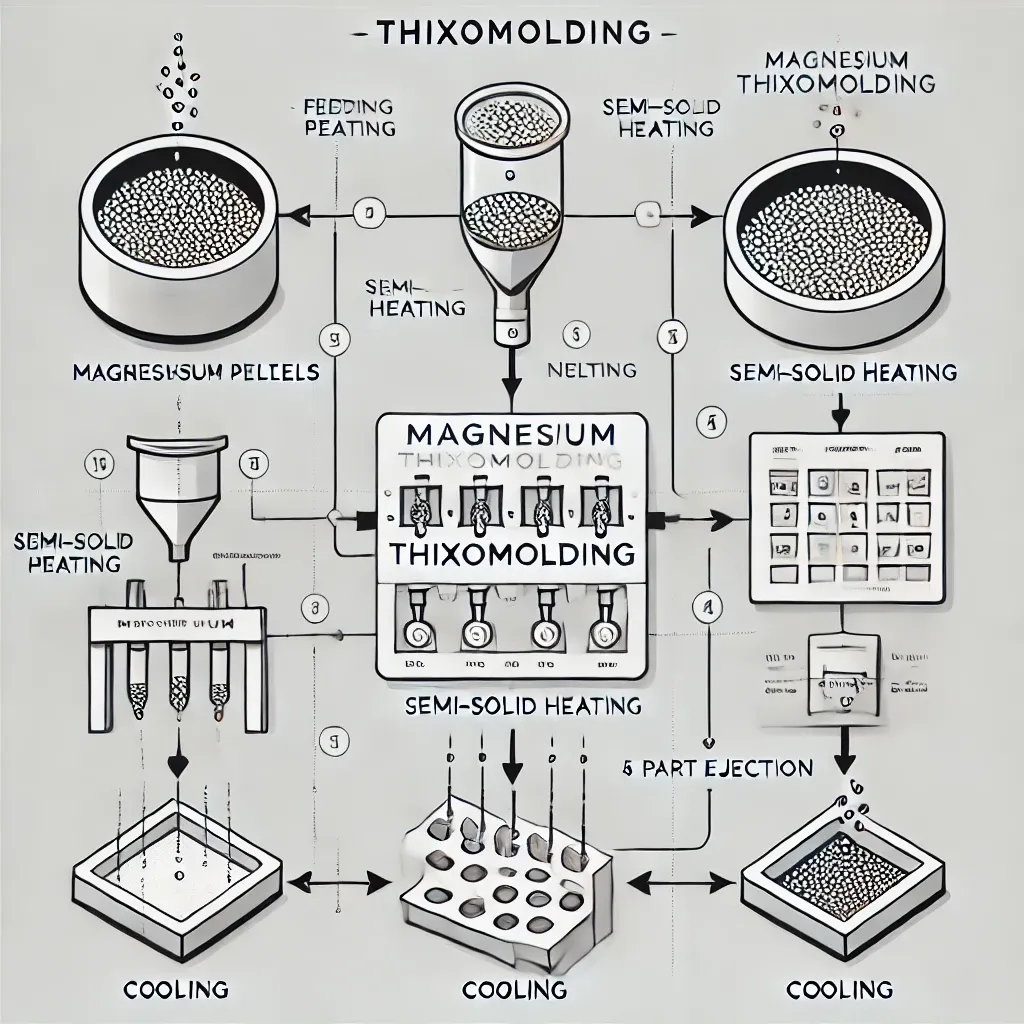 step-by-step overview of the magnesium thixomolding